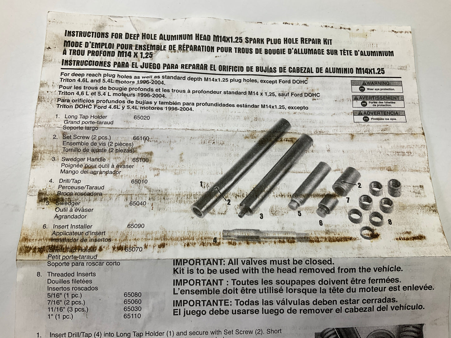 Lisle 65200 Deep Hole Aluminum Head M14x1.25 Spark Plug Hole Repair Kit