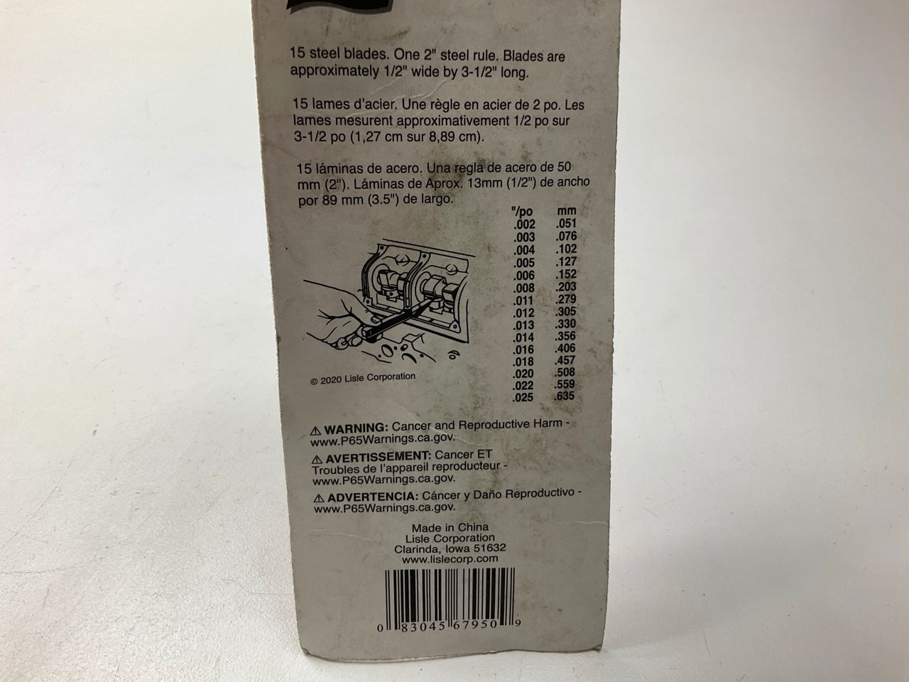 Lisle 67950 Standard Feeler Gauge Set .002 To .025 Inch, 15 Blade