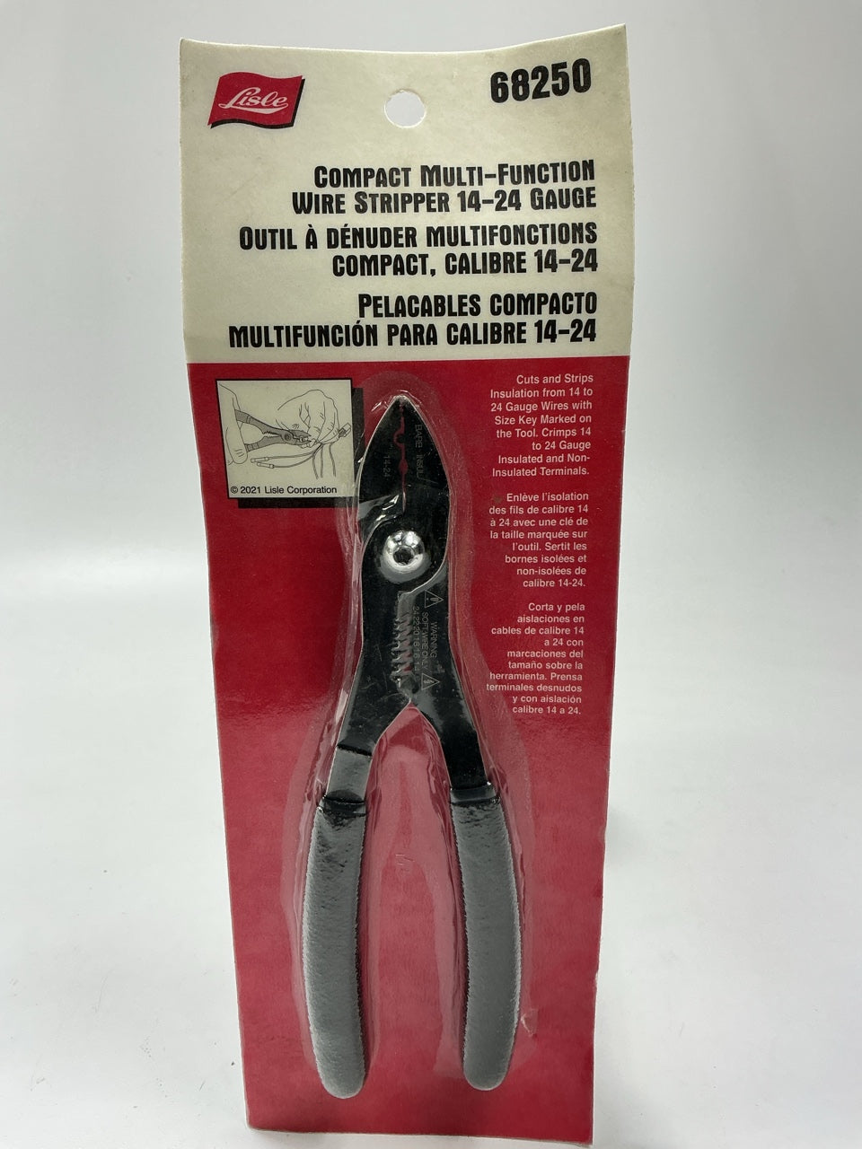 Lisle 68250 Compact Multi-Function Wire Stripper Tool - 14-24 Gauge