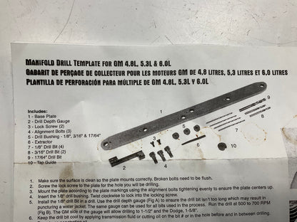 Lisle 71400 Manifold Drill Template For GM LSIII 4.8L, 5.3L And 6.0L