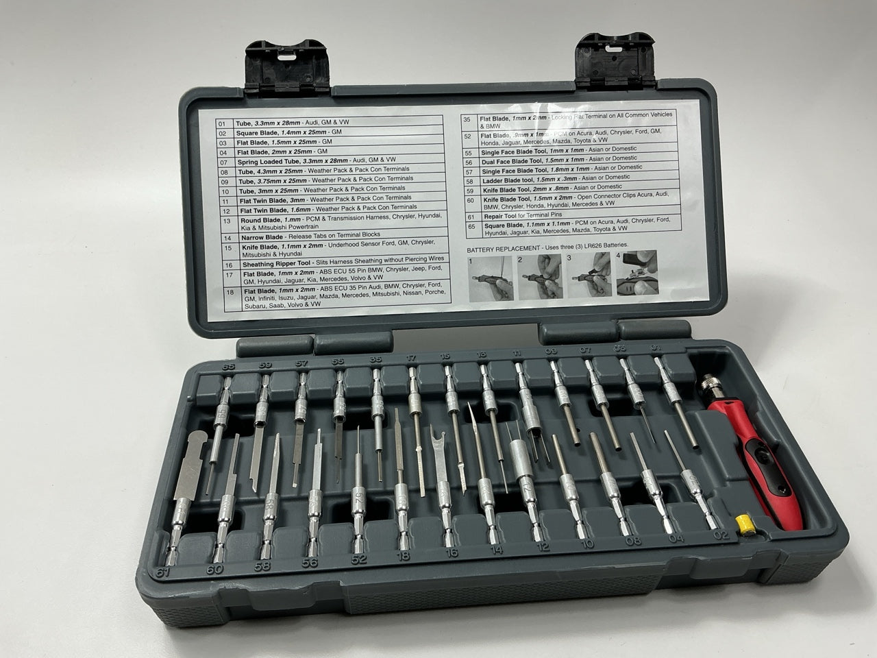 Lisle 71750 Quick Change Electric Terminal Connector Tool Set W/ LED Light
