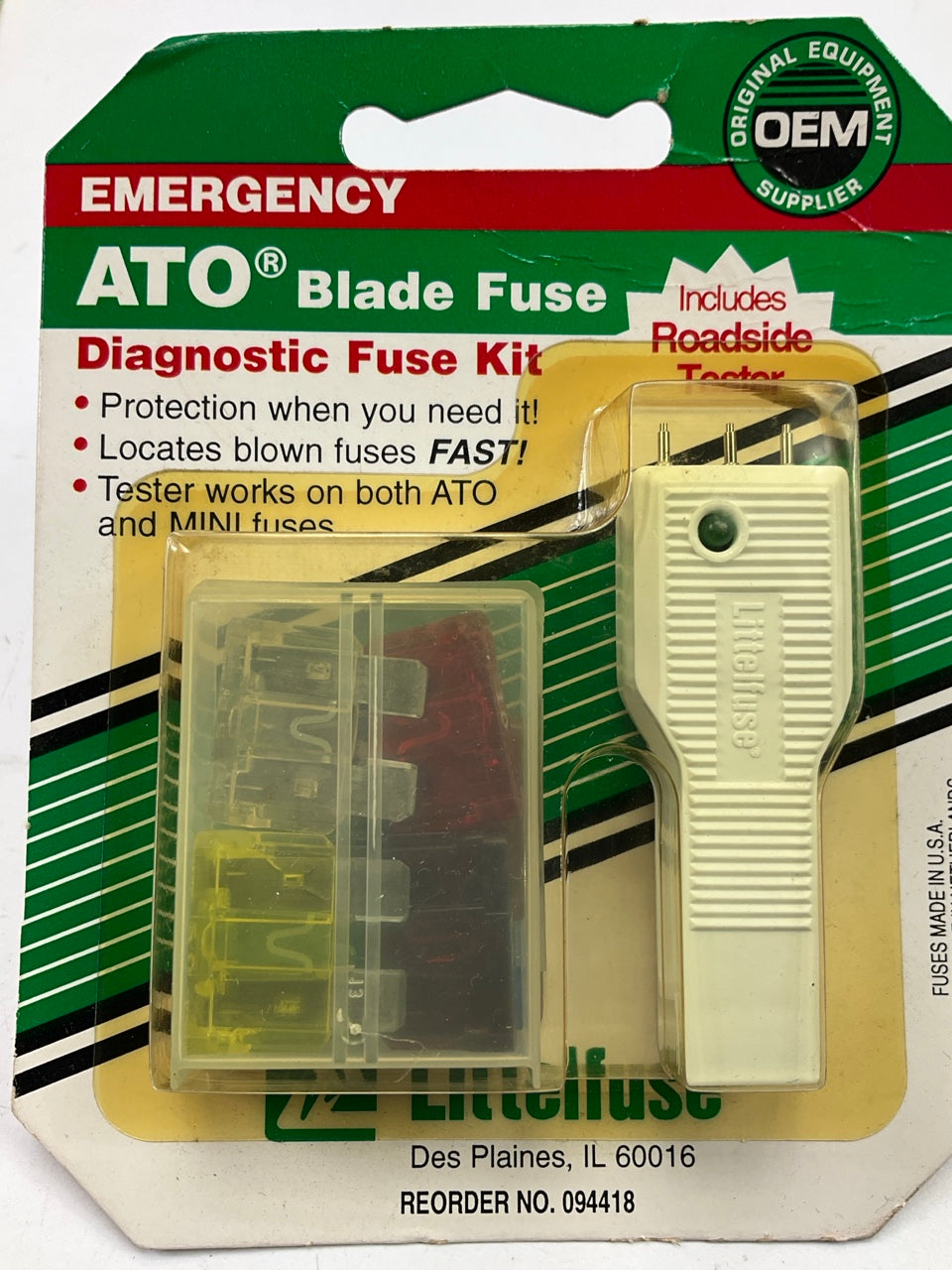 10 PACKS - Littlefuse 094418 ATO Emergency Fuse Kit W/Puller & Tester 5-30 Amps