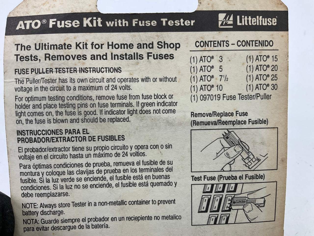 10 PACKS - Littlefuse 094418 ATO Emergency Fuse Kit W/Puller & Tester 5-30 Amps