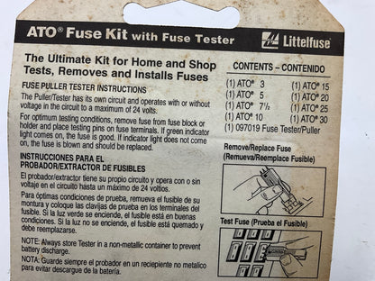 Littlefuse 094418 ATO Emergency Fuse Kit W/Puller & Tester 5, 10, 15, 20, 25, 30