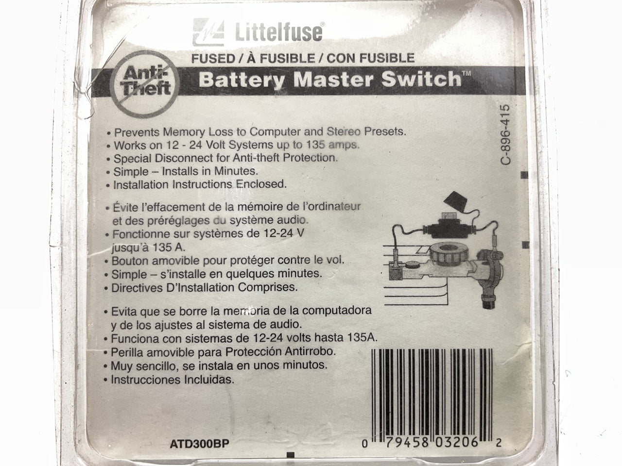 Littelfuse ATD0300ZBP Anti-Theft Master Battery Disconnect Switch W/ Inline Fuse