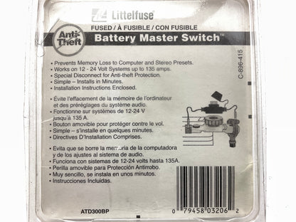 Littelfuse ATD0300ZBP Anti-Theft Master Battery Disconnect Switch W/ Inline Fuse
