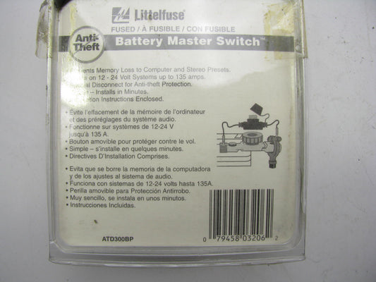 Littelfuse ATD300BP Anti-Theft Master Battery Disconnect Switch W/ Inline Fuse