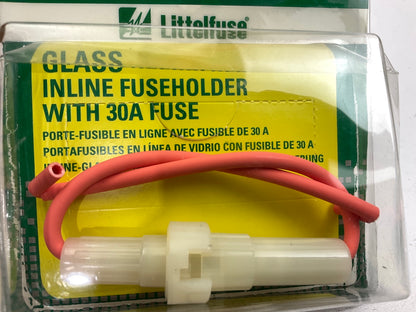 Littelfuse FNY30BP Glass Inline Fuse Holder, With 30 Amp Glass Fuse