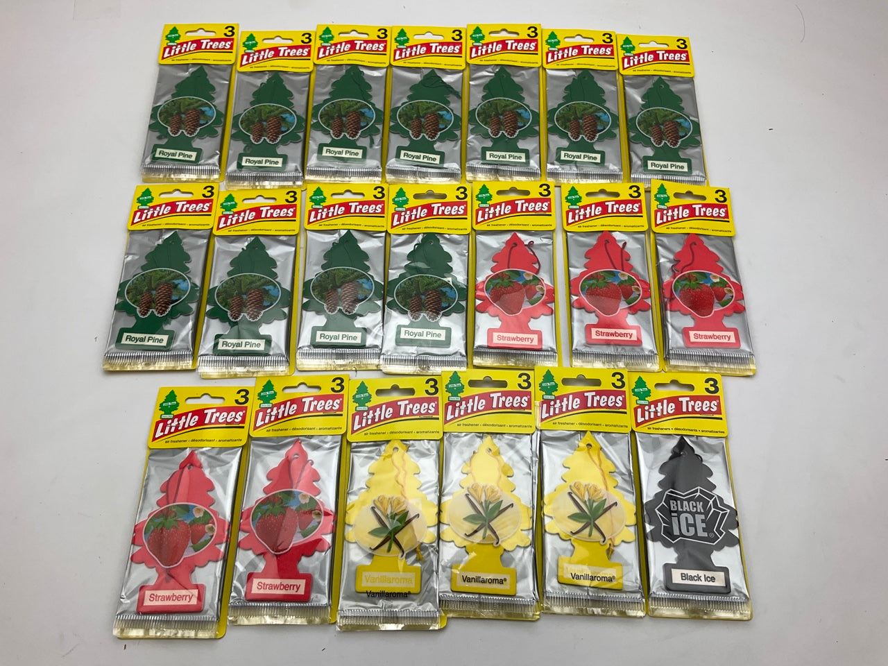 (20) Little Trees Air Fresheners - 11 Royal Pine, 5 Strawberry, 3 Vanillaroma