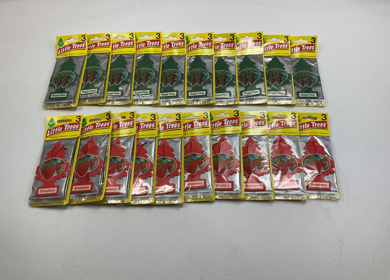 (20) Packs Of 2 Each Little Trees Air Fresheners - 10 Royal Pine & 10 Strawberry
