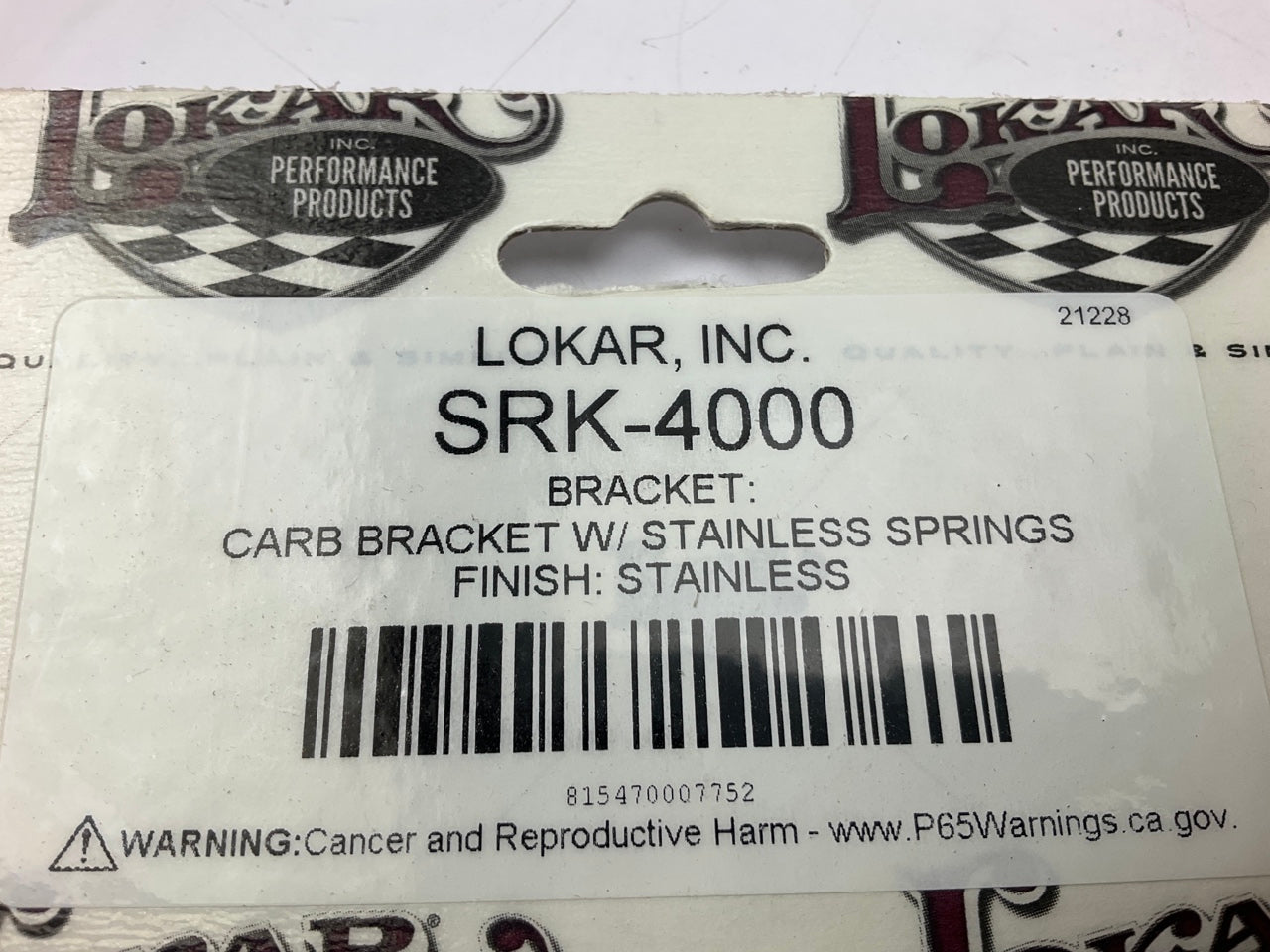 Lokar SRK-4000 Carburetor Bracket And Throttle Return Springs, Stainless Steel