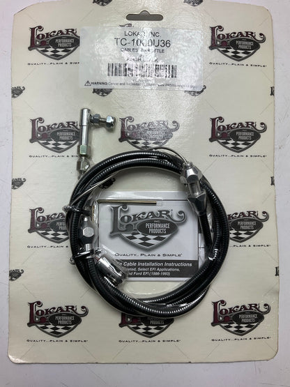 Lokar TC-1000U36 36'' Hi-Tech Throttle Cable, Black Braided Stainless & Hardware