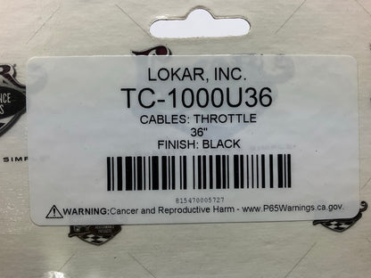 Lokar TC-1000U36 36'' Hi-Tech Throttle Cable, Black Braided Stainless & Hardware