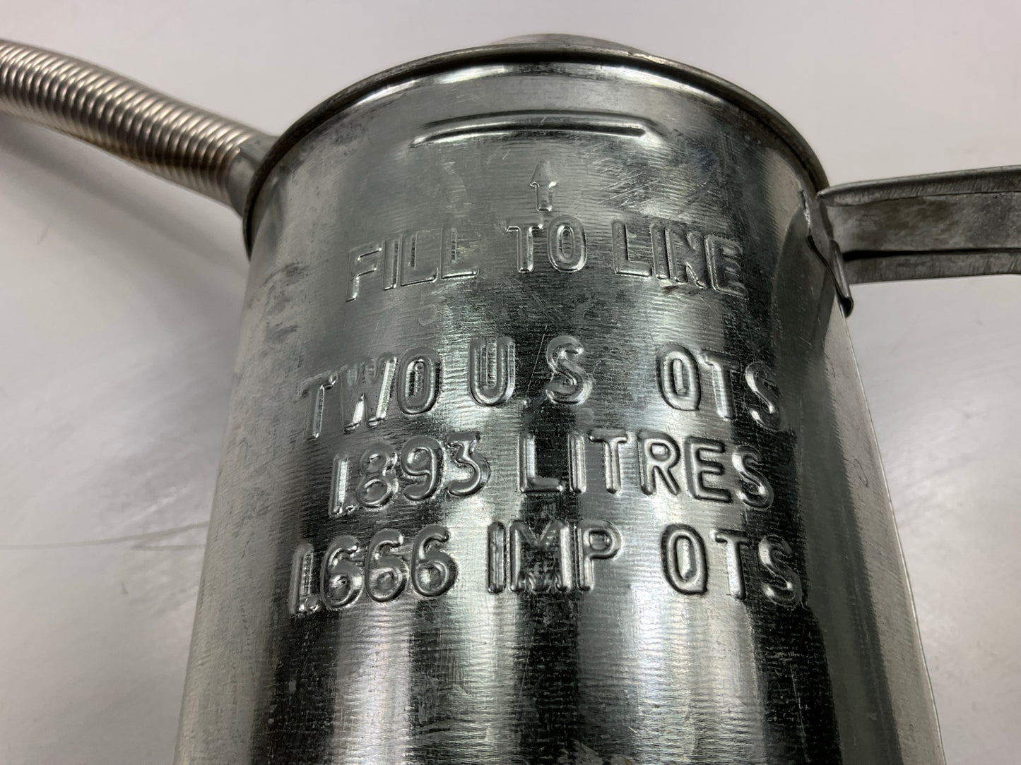 LubriMatic 75-442 2 Quart Galvanized Metal Liquid Measure Can W/ Flex Spout