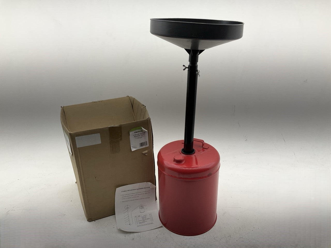 Lubrimatic 75-837 5 Gallon Oil Catch Drain Pan - 40.5''-60'' Lift , 13.5'' Funnel