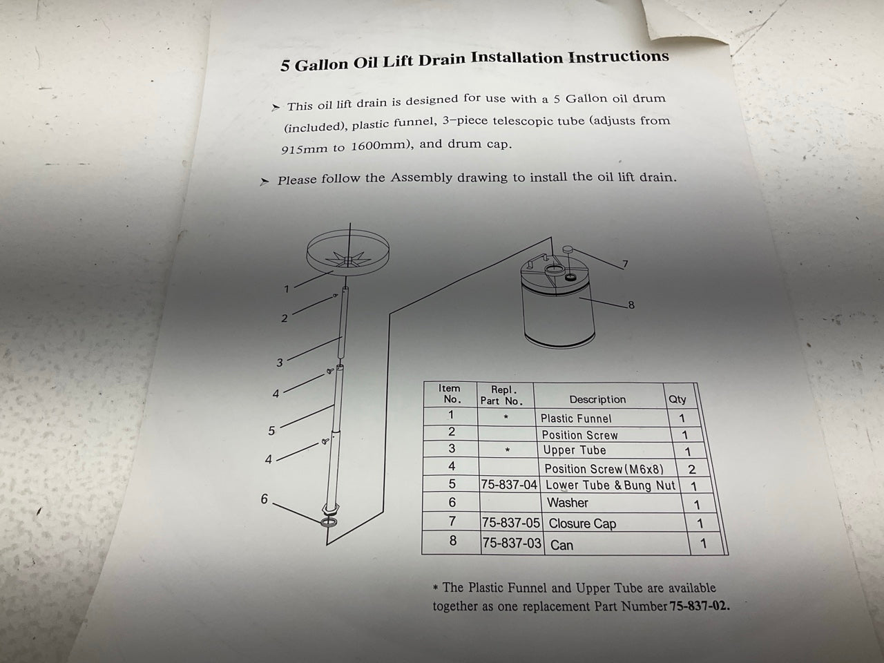 Lubrimatic 75-837 5 Gallon Oil Catch Drain Pan - 40.5''-60'' Lift , 13.5'' Funnel