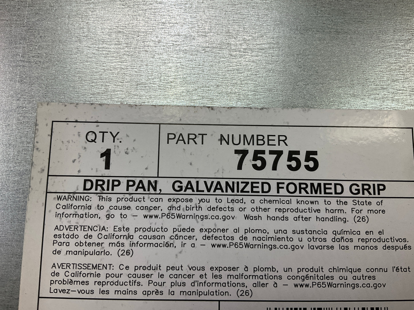 Lubrimatic 75755 Oil Catch Drain Pan Galvanized Drip Pan 26''x18''