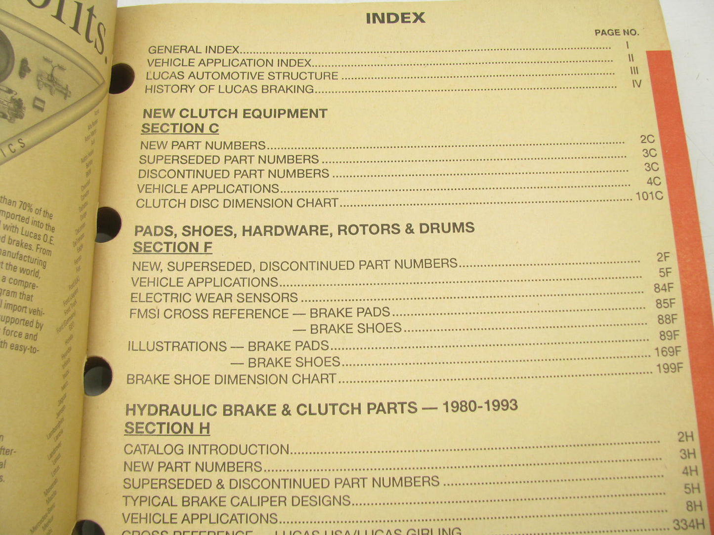 Lucas 1000 Brake & Clutch Auto Parts Catalog - October 1993, 371 Pages