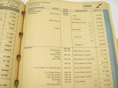 Lucas 1000 Brake & Clutch Auto Parts Catalog - October 1993, 371 Pages