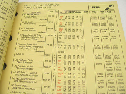 Lucas 1000 1991 Brake & Clutch Parts Catalog For Imports - 296 Pages