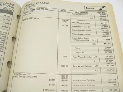 Lucas 1000 1991 Brake & Clutch Parts Catalog For Imports - 296 Pages