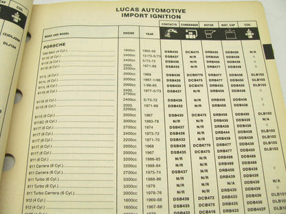 Lucas 1020 Ignition Wire Spark Plug Wire Set Parts Catalog - 1989, 80 Pages