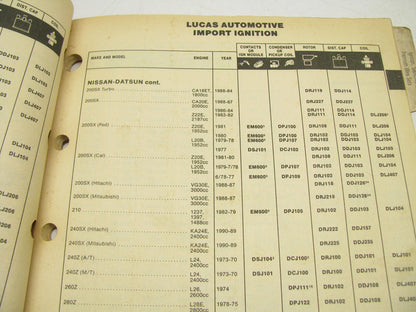 Lucas 1020 Auto Parts Catalog From 1990 - IGNITION, SWITCHES & PREMIUM WIRE SETS