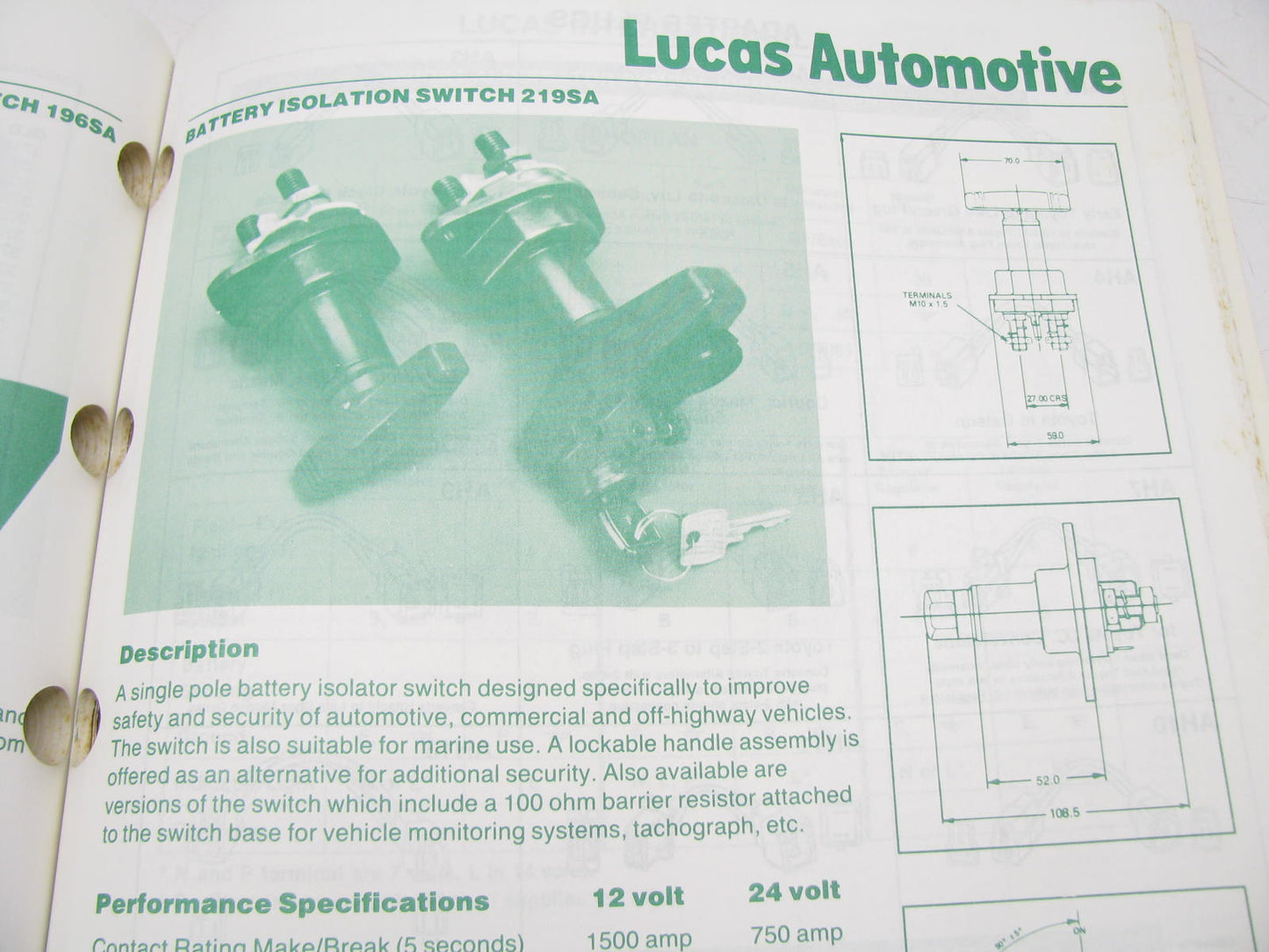 Lucas Electrical Parts Catalog - Reman. Alternators, Starters & Generators  1992