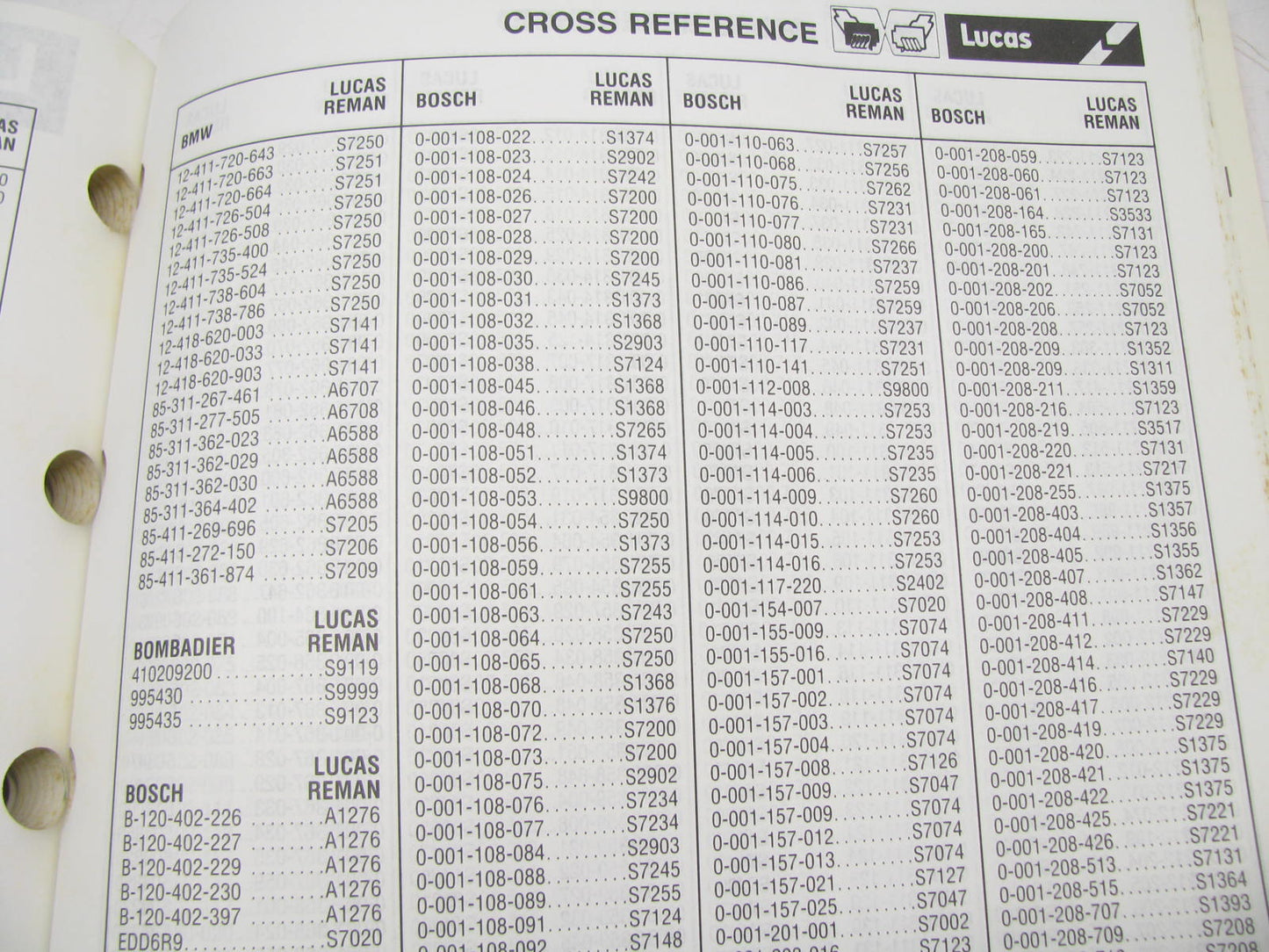 Lucas Electrical Parts Catalog - Reman. Alternators, Starters & Generators  1992