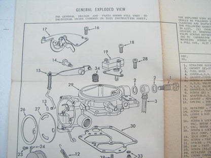 Lucas MS549 Carburetor Rebuild Repair Kit - 1969-1971 Toyota Crown 1973 Mark II