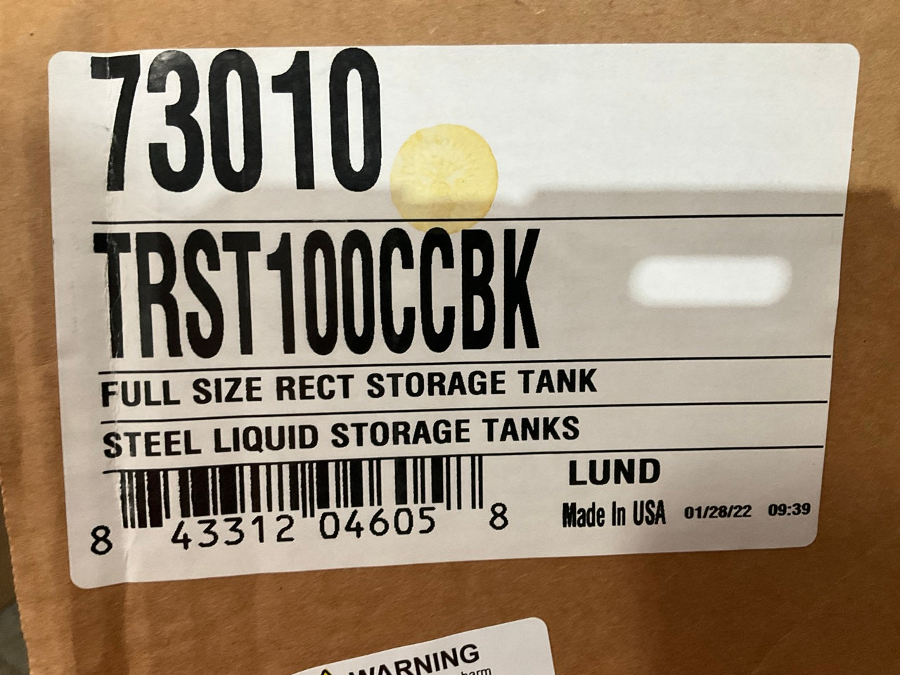 Lund 73010 Full Size 100 Gallon Fuel Storage Tank, Black Steel - 48 X 23 X 23''