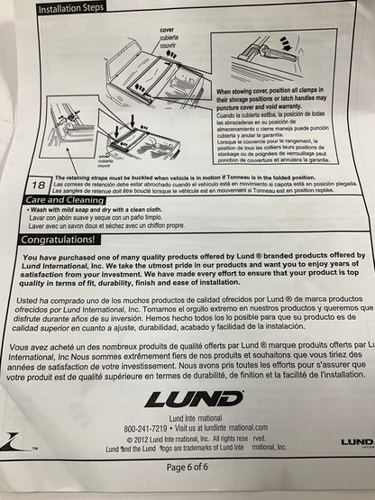 Lund 950172 Soft Tri-Fold Folding Truck Bed Tonneau Cover 2015-20 F-150 5'7'' Bed