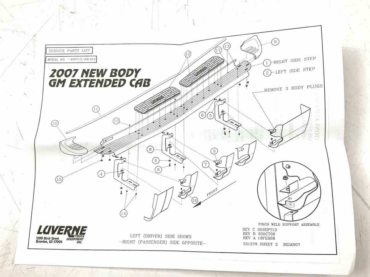 Luverne 481412 Polished Side Entry Steps - 2015-19 Silverado & Sierra Double Cab