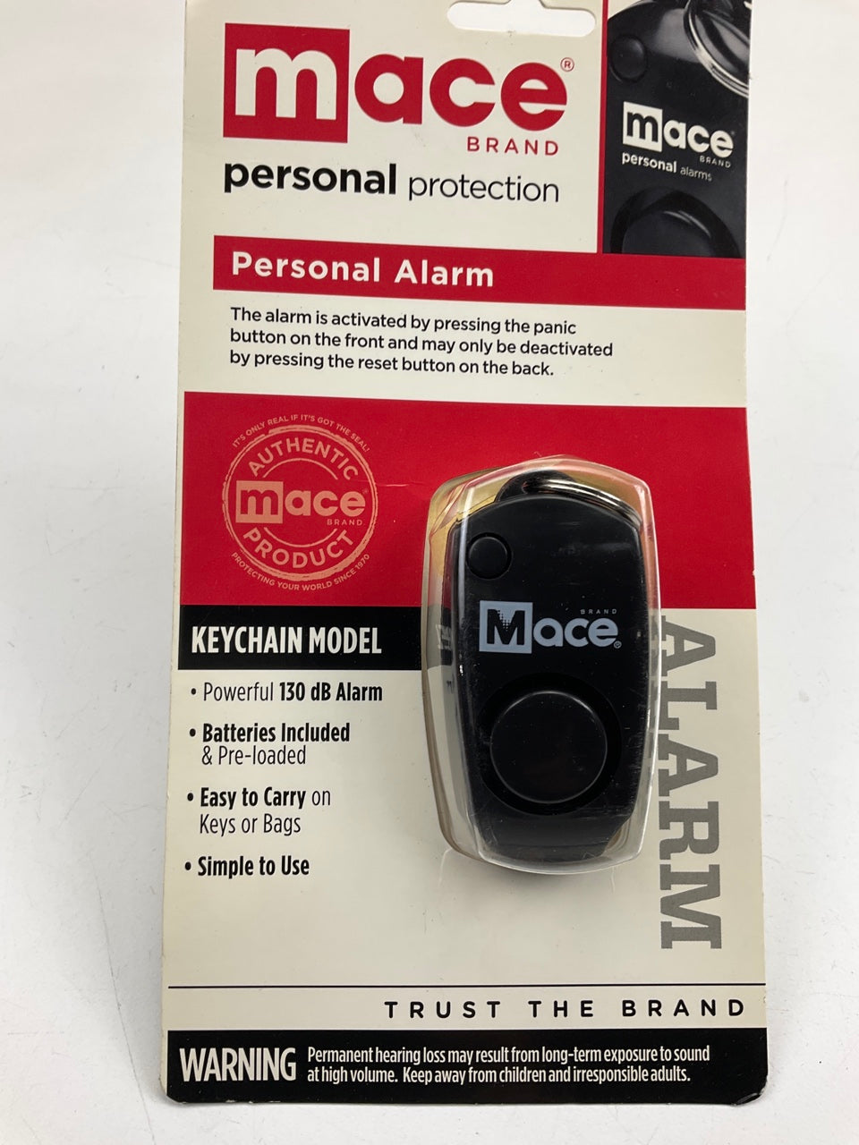 Mace 80457 Personal Alarm Keychain 130 Decibels Panic Button Black