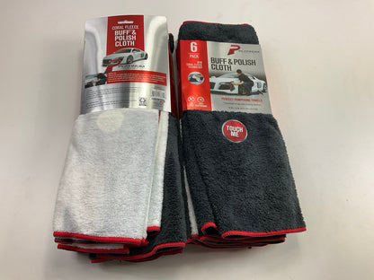 (2) Machimpex MPX-138862 Coral Fleece Buff & Polish Cloth 16x16'', 6 Pack