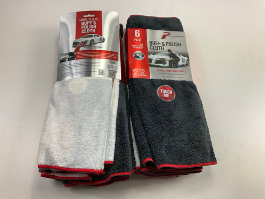 (2) Machimpex MPX-138862 Coral Fleece Buff & Polish Cloth 16x16'', 6 Pack