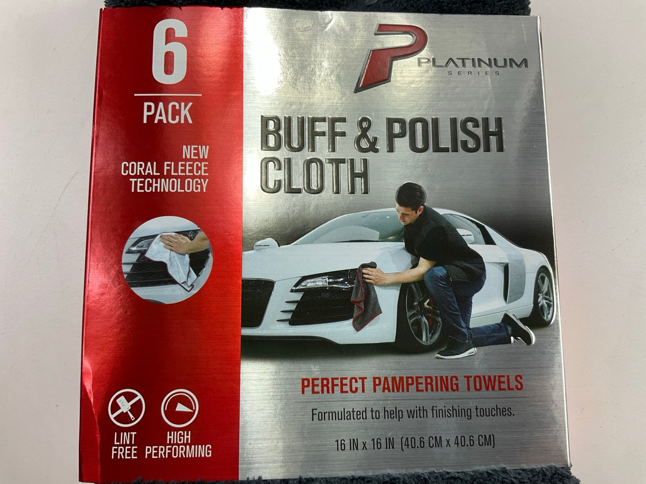 (2) Machimpex MPX-138862 Coral Fleece Buff & Polish Cloth 16x16'', 6 Pack