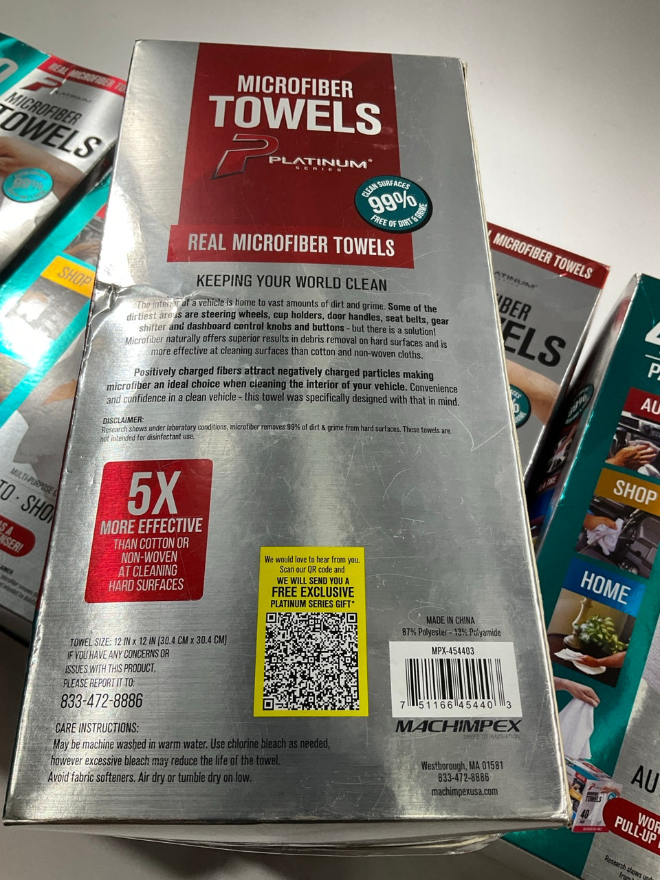 Machimpex MPX-454403 Platinum Microfiber Towels 12''x12'' White Washable 200-Pack