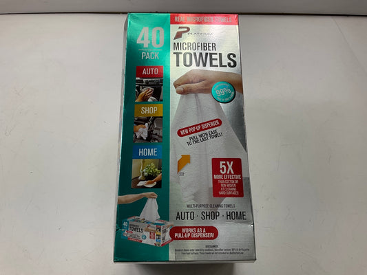 Machimpex MPX-454403 Platinum Microfiber Towels 12''x12'' White Washable - 40-Pack