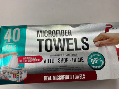 Machimpex MPX-454403 Platinum Microfiber Towels 12''x12'' White Washable - 40-Pack