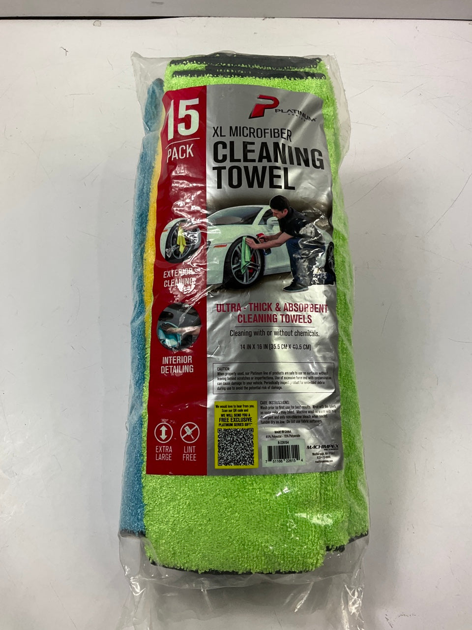 Machimpex R-226154 Platinum Ultra-Thick XL Microfiber Cleaning Towels, 15 Pack