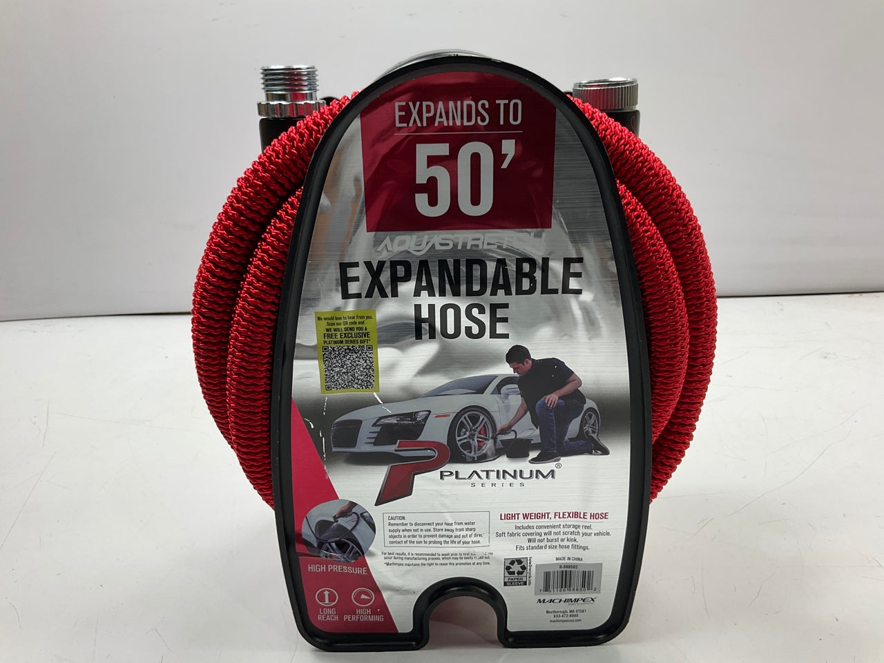 Machimpex R988502 RED Expandable 50' Water Hose W/ Aluminum Fittings 50 FEET