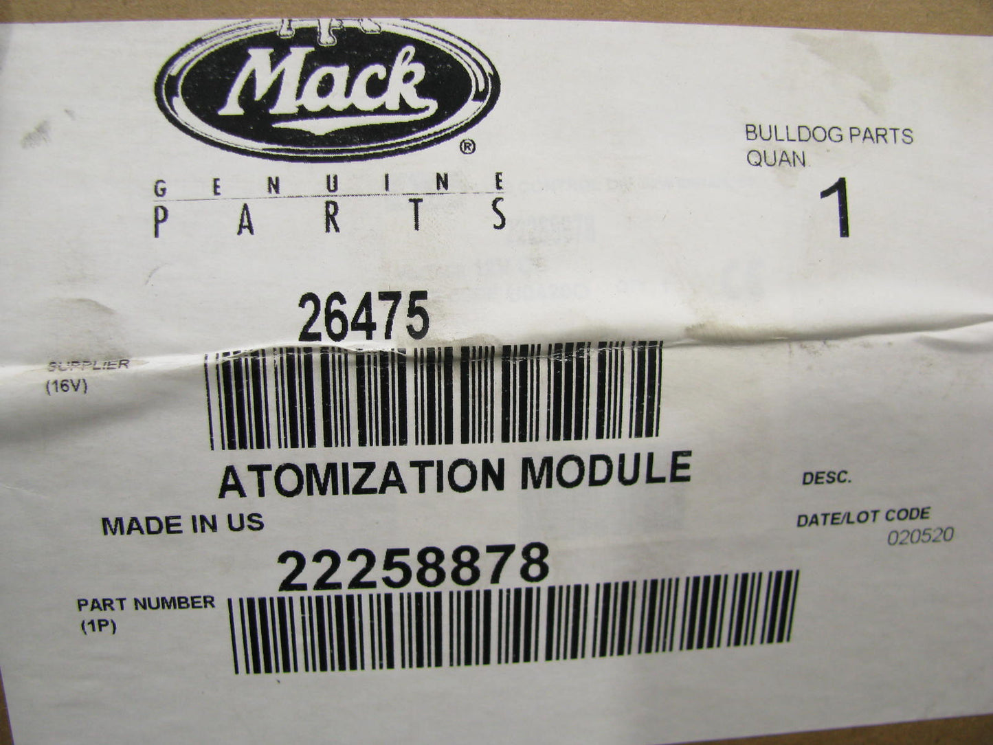 NEW GENUINE 22258878 Atomization Control Module OEM Mack 1578195X
