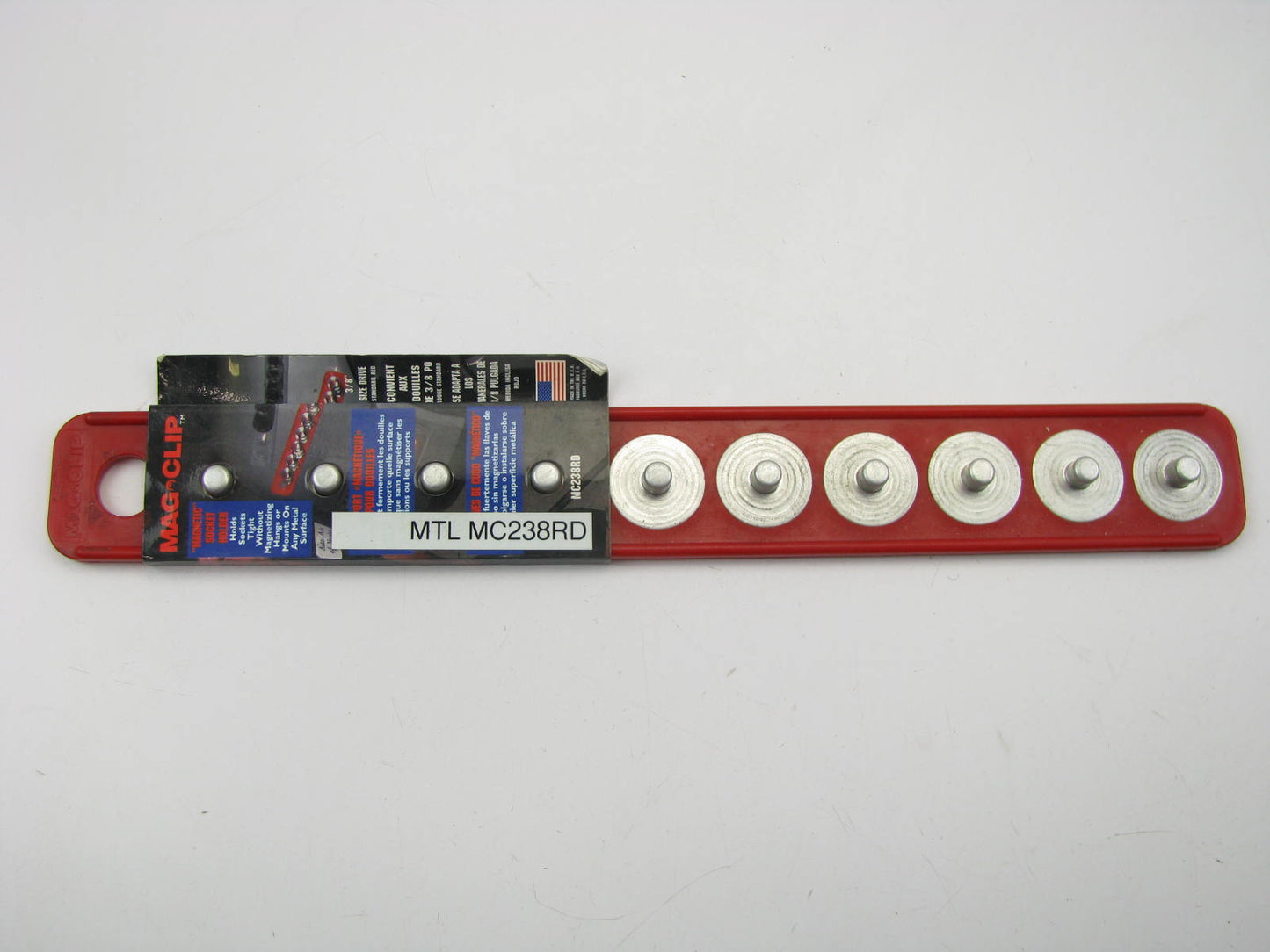 Mag-clip MC238RD 3/8'' Drive RED Magnetic 10 Socket Holder Strip