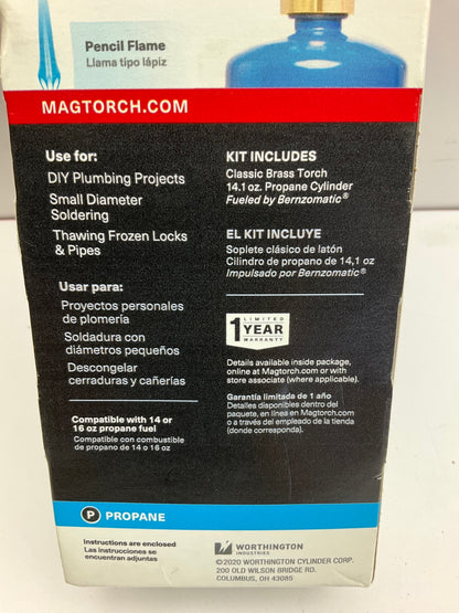 Mag-Torch MT200 Classic Brass Torch Kit With Adjustable Propane Pencil Flame