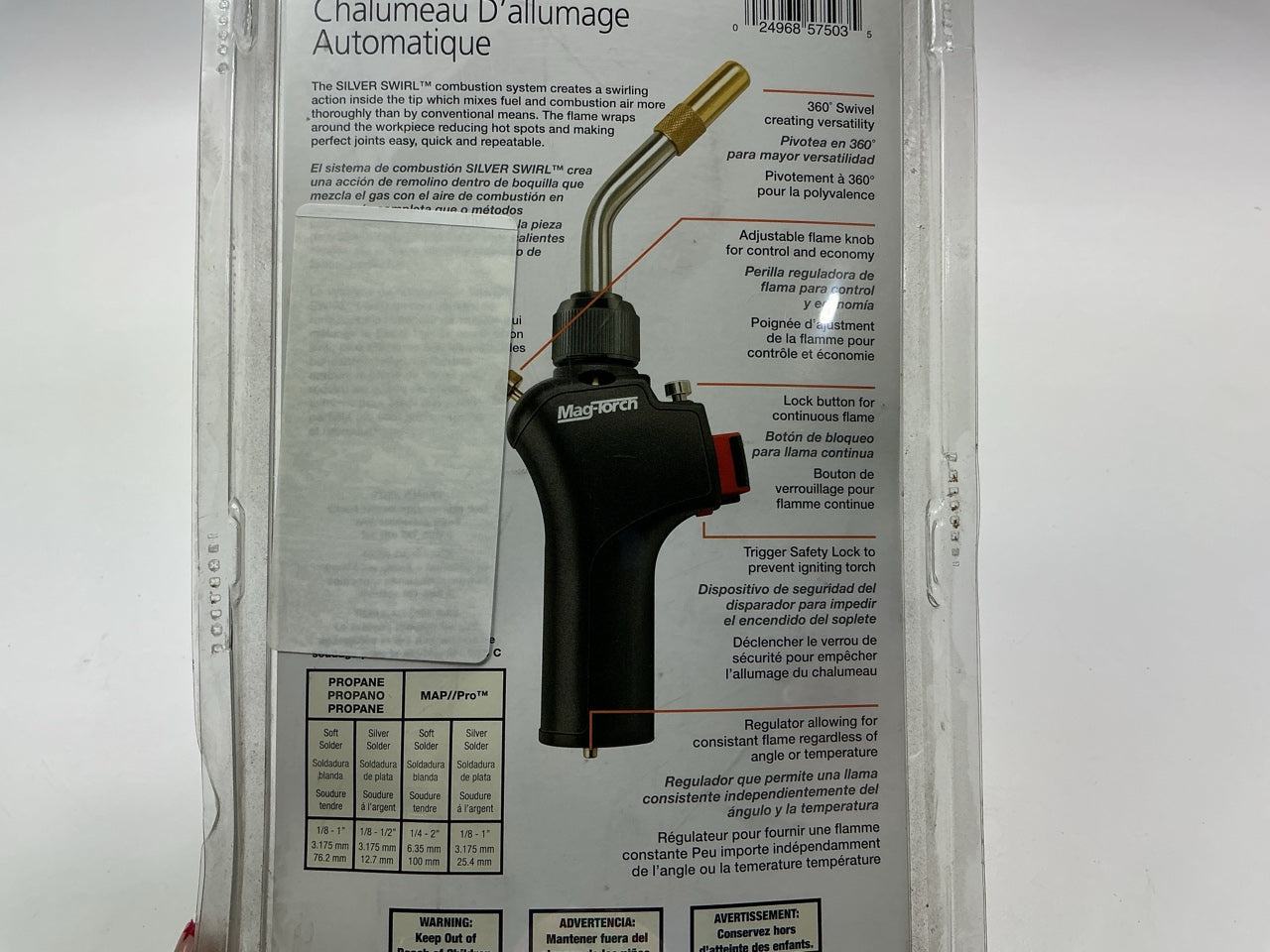 Mag-Torch MT575C DuraCast 575 Torch: Adjustable, Swirl Flame, Instant On/off