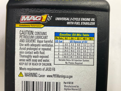Mag 1 60179 Universal 2-Cycle Lawn Mower Engine Oil: 8 OZ + 2.6 OZ Bonus Bottle