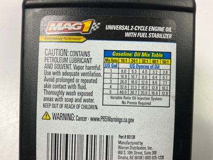 6 Bottles - Mag 1 60138 Universal 2-Cycle Oil - 8 Fl Oz In Each Bottle