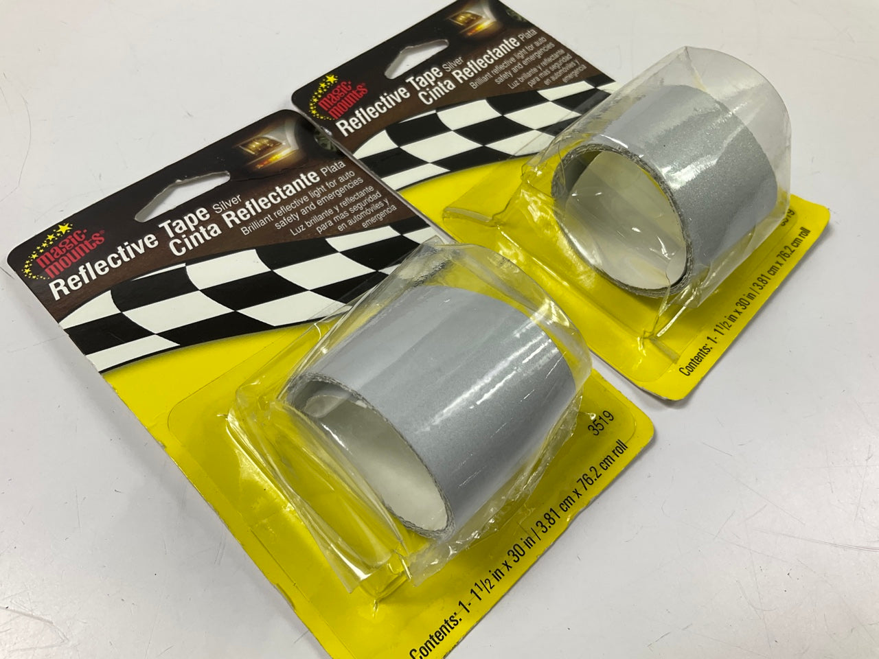 (2) Magic Mounts 3519 Silver Reflective Tape Rolls -1-1/2'' X 30''