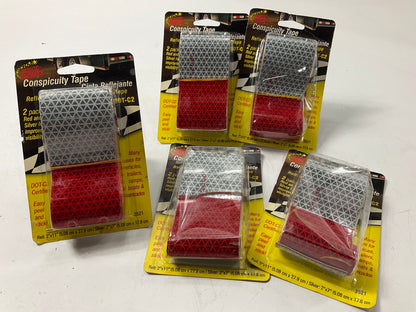 (5) Magic Mounts 3521 Red & Silver 2'' X 18'' Safety Reflective Conspicuity Tape